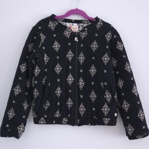Roxy Girls Quilted Anthracite Tribal Zip Up Jacket size 6-7